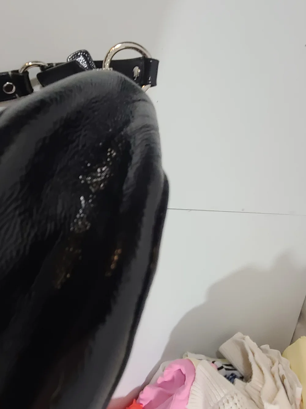 Coach Vintage Black Patent Leather Hobo Shoulder Bag with Silver Hardware